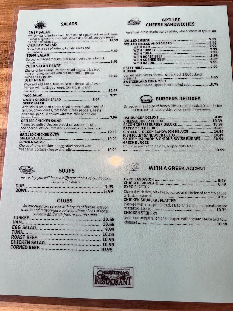 Christina's Restaurant Menu image 1