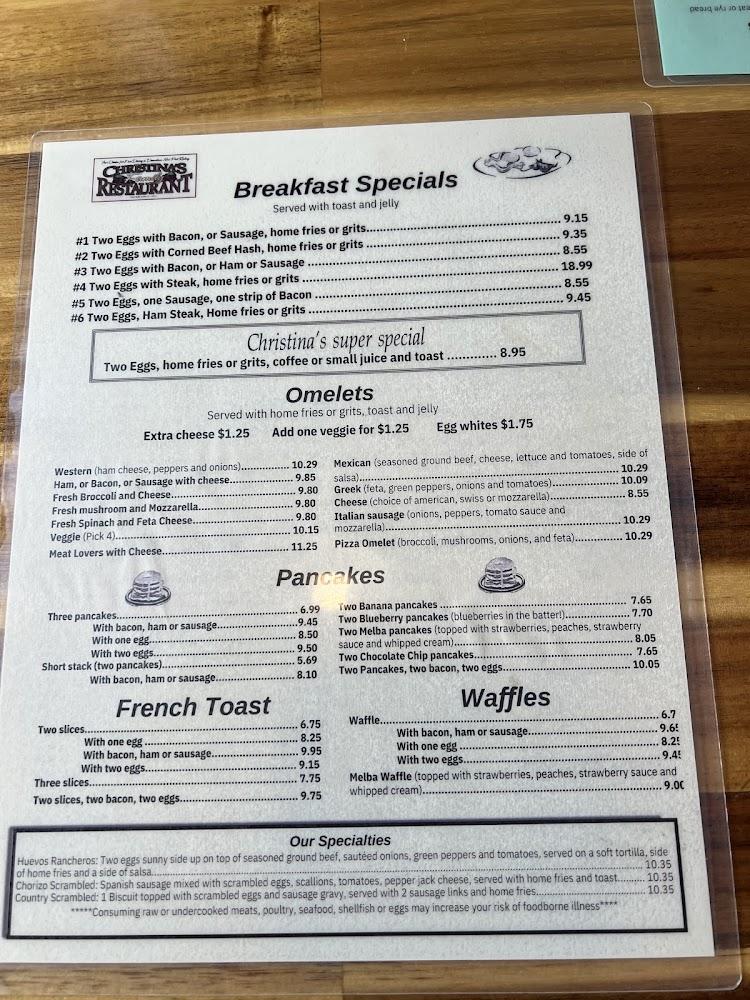 Christina's Restaurant Menu image 2