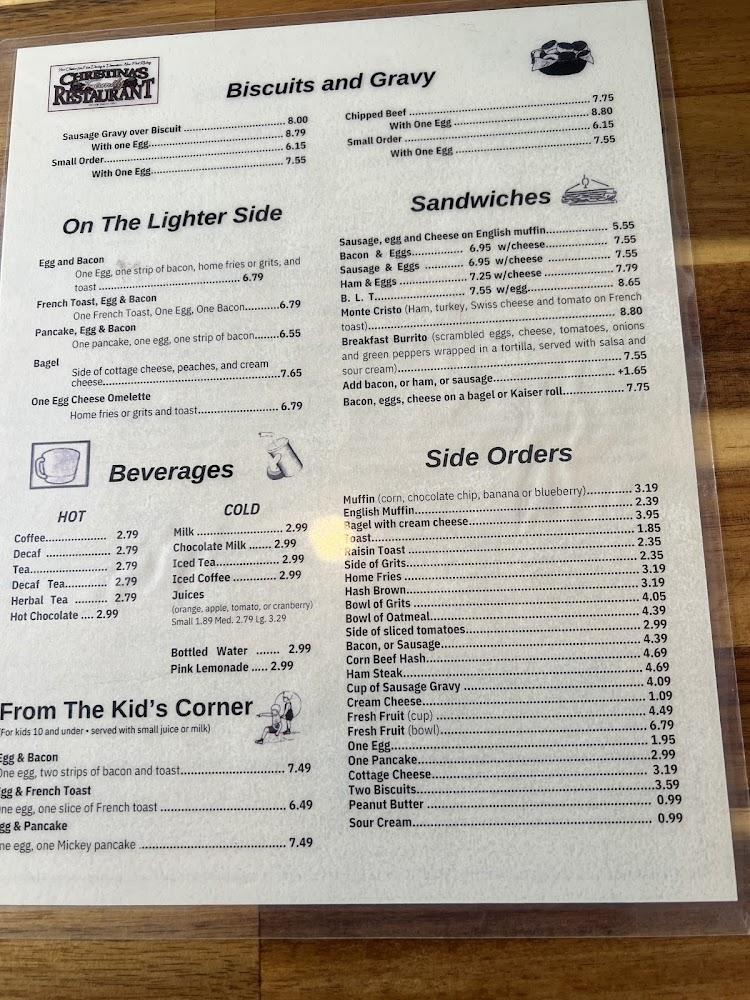 Christina's Restaurant Menu image 4